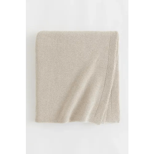 Moss-stitched Cotton Blanket, Light beige