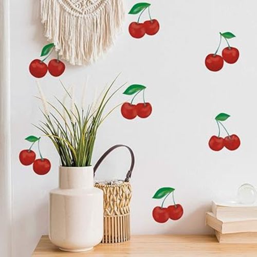 Tempaper Cherry Peel and Stick Wall Decals, red