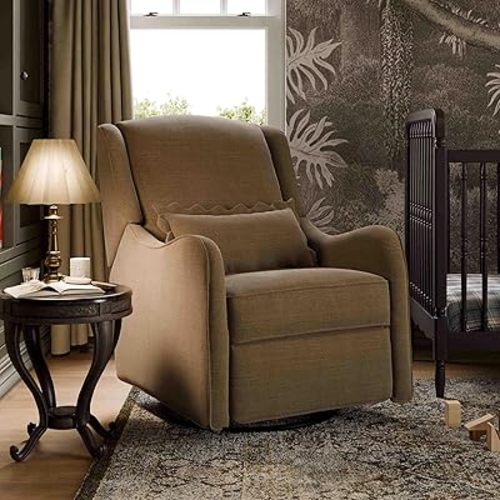 Namesake Devon Recliner and Swivel Glider in Performance Truffle Eco-Basketweave, GREENGUARD Gold and CertiPUR-US® Certified