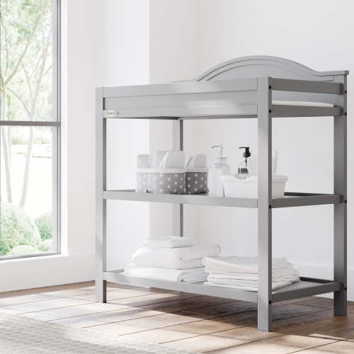 Graco Story Infant Wood Changing Table, Pebble Gray