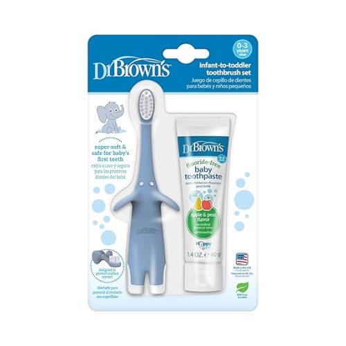 Dr. Brown's Infant-to-Toddler Toothbrush Set, 1.4 Ounce, Blue