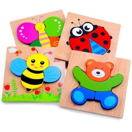 Magifire Wooden Puzzles, Set of 4 Montessori Toys for 1 Year Old, Toys for Toddlers 1-3, Baby Puzzles as Wood Toys