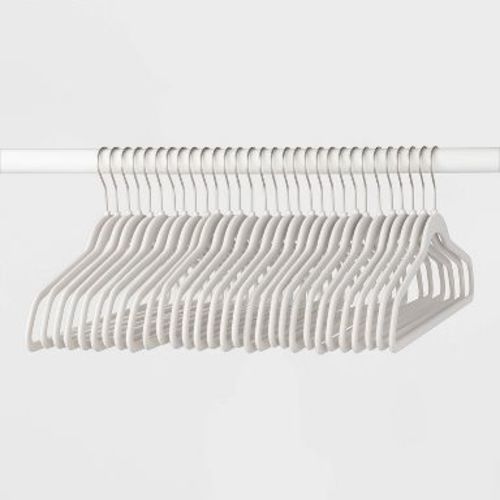 30pk Suit Flocked Hangers White - Brightroom™: Velvet Clothes Hangers for Sweaters, Dresses, Shirts, Suits