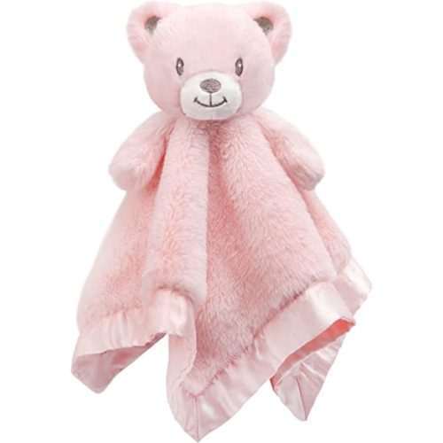 Bear Baby Security Blanket - Soft Baby Lovey Fluffy Blanket for Girls - Lovie Snuggle Toy - Cuddly Bear Stuffed Gift for Newborn Infants - Pink - 13.5 Inch