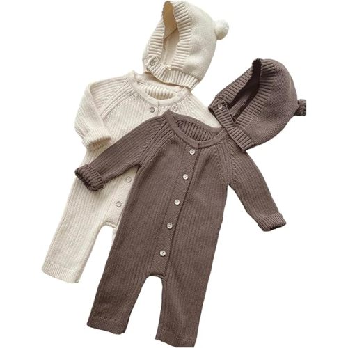 Baby Knitted One Piece Suit (Brown, 6-12 Months)