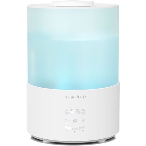 raydrop Humidifiers for Bedroom, 3.0L Cool Mist Humidifiers for Large Room & Home, Top Fill Air Humidifier for Baby Nursery & Plants, Essential Oil Diffuser with Color Lights, Timer, Auto Shut-Off