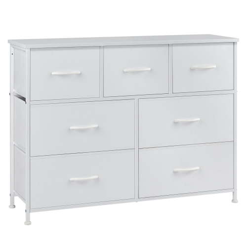 ZUNMOS 7 Drawer Fabric Dresser for Bedroom, Chest of Drawer Organizer Storage Cabinet for Closet, Entryway, White