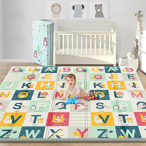 Gimars Baby Play Mat, Reversible and Foldable Baby Mat for Floor, 79 x 71 x 0.6" Extra Large Play Mat, Waterproof Foam Playmat for Babies, Infants, Toddlers, Play & Tummy Time