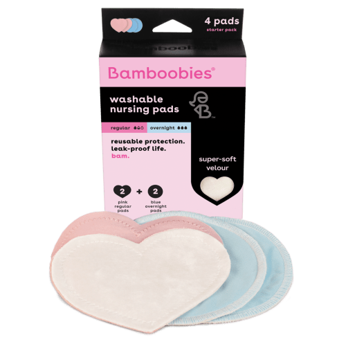 Bamboobies® Washable Nursing Pads, Reusable Breast Pads, 2 Pairs