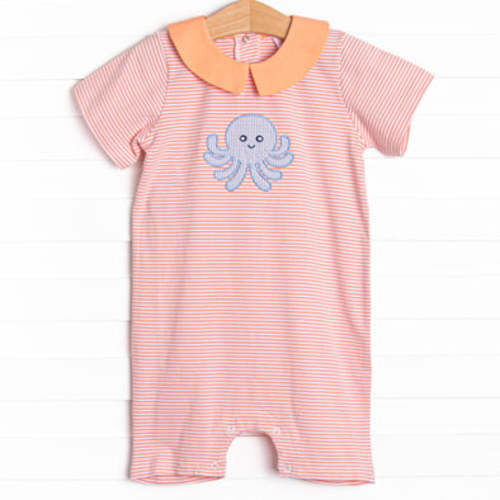 Ink-credible Applique Short Romper, Orange – Stitchy Fish