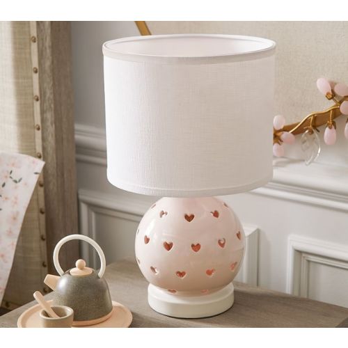 Ceramic Heart Cutout 3-Way Table Lamp (16")
