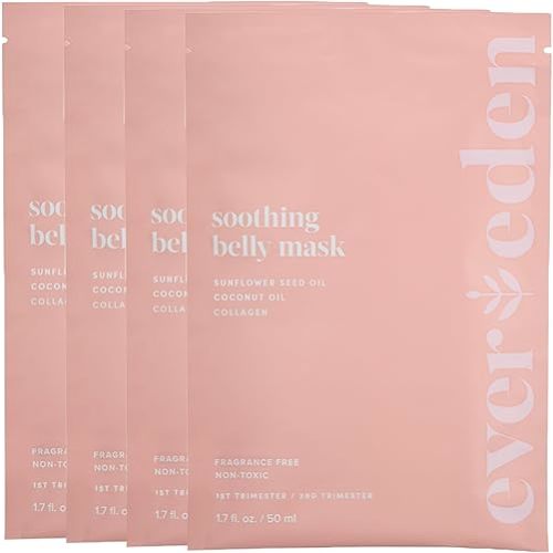 Evereden Soothing Belly Mask - 4 Belly Masks for Pregnant Women 2nd & 3rd Trimester - Hydrating, Nourishing, & Soothing Pregnancy Skin Care Belly Masks - Clean & Vegan Pregnancy & Maternity Products