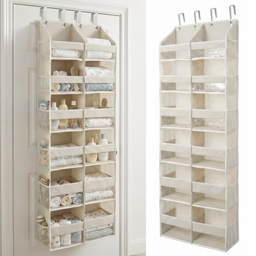 HOMELUX THEORY Heavy Duty Over the Door Organizer - Extra Wide Closet Organizers And Storage, Hanging Storage Door for Bedroom & Baby Nursery, 1PC Ivory