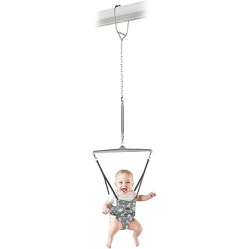 Jolly Jumper *Iconic* - New Grey Safari Saddle - The Original Baby Exerciser. Trusted by Parents and Loved by Babies for Over 75 Years
