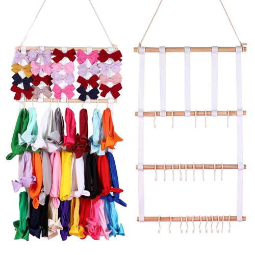 Asunby Headband Holder Hair Bows Organizer for Girls, Baby Headbands Hair Accessories Organizer Storage Wall Hanging Decor for Toddler Girls Room