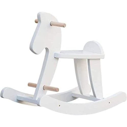 labebe - Wooden Rocking Horse, Baby Wood Ride On Toys for 18 Months Up, White Rocker Toy for Kid, Toddler Ride Animal Indoor/Outdoor, Boy&Girl Rocking Animal, Infant Ride Toy, Christmas/Birthday Gift