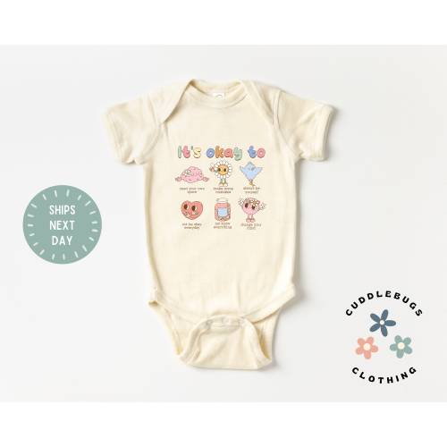 It&#39;s Okay Just Do Your Best Baby ONSIES® Brand Bodysuit - Cute Mental Health Baby Bodysuit - Motivational - Inspirational - Natural Bodysuit