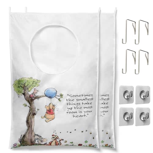 Winnie Hanging Laundry Hamper With 2 Types Hooks for Dirty Clothes, Large Tear-resistance Door Hamper Save Space, Decorative Hanging Laundry Bag(2PCS)
