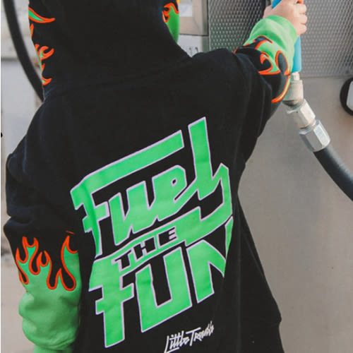 Fuel The Fun Green Flame Hoodie