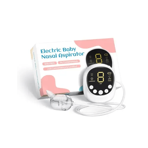 Nasal Aspirator for Baby, Hospital Grade, Electric Nose Sucker with Adjustable 9 Levels Suction, Rechargeable with Night Light and Nursery Rhyme, White