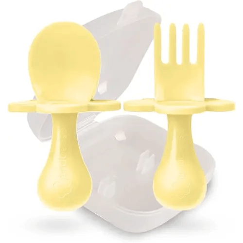 Grabease Baby Spoons Toddler Utensils Baby Utensils Baby Feeding Baby Fork, BPA-Free & Phthalate-Free for Baby & Toddler, 1 Set, Yellow