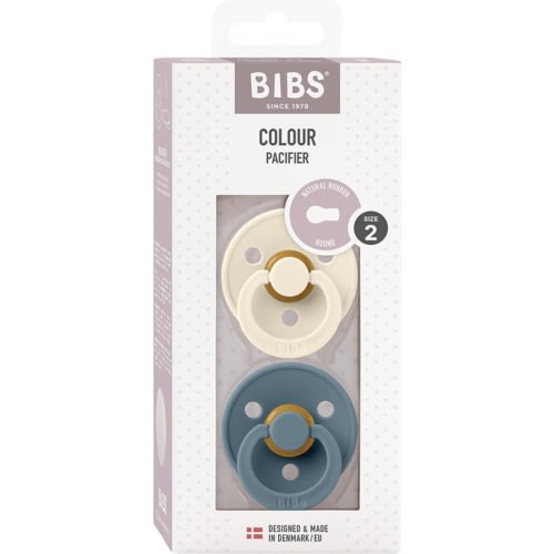 BIBS 2-Pack Latex Pacifiers, Ivory/ Petrol
