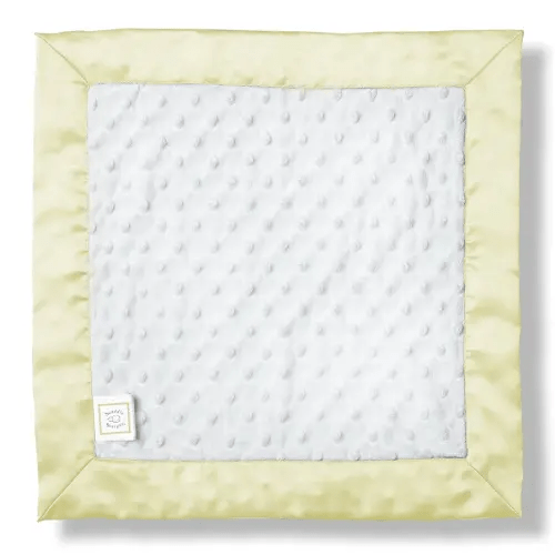 SwaddleDesigns Baby Lovie, Small Security Blanket, Plush Dots with Satin Trim, Pastel Yellow