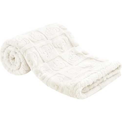 Pro Goleem Elephant Baby Blanket, Baby Fleece Blanket for Boys & Girls, 30" x 40" Soft Crib & Stroller Blanket for Newborns and Toddlers, (Cream White)