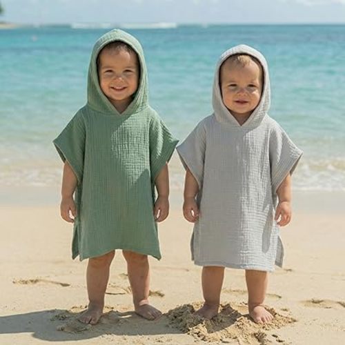2 Pack Muslin Hooded Towels for Kids Cotton Newborn Bath Towels Kids Soft and Absorbent Blankets Fast Drying Toddler Registry Gift for Infant, Newborn Beach Pool Bath(Small(0-3 yrs))