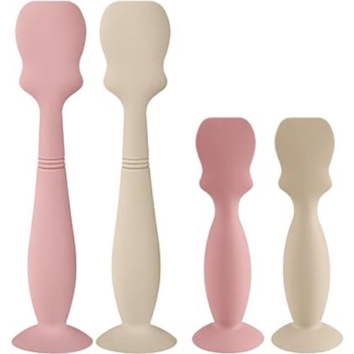 4 Pack Baby Diaper Cream Brush, Diaper Cream Spatula Applicator Silicone Baby Butt Paste Spatula for Babies, Newborn, 2 x Large Size, 2 x Small Size (2 x Sand, 2 x Blush)