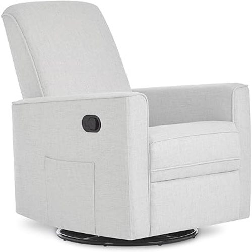 Evolur Raleigh Glider in Fog, Upholstered Plush Seating 360° Swivel Glider Rocking Chair, FSC Certified, Greenguard Gold & JPMA Certified Nursery Glider Recliner
