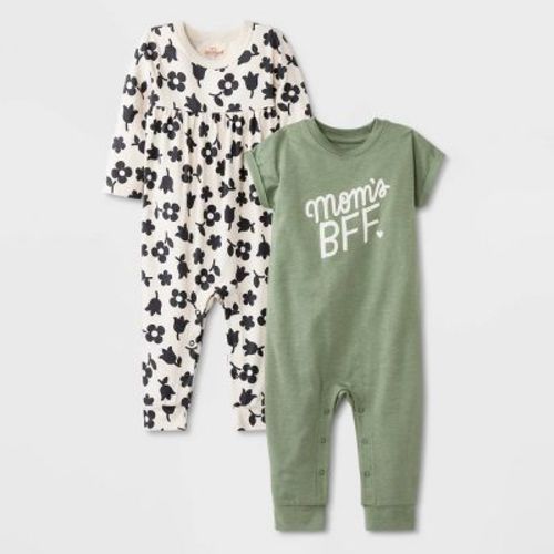 Baby Girls' 2pk Romper Set - Cat & Jack™ Sage Green