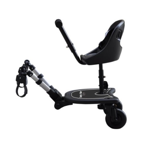 Englacha 2-in-1 Cozy X Rider, Black - Child Rider Stroller Attachment with Saddle Seat and Standing Platform - Universal Fit for Most Prams - Quick and Easy to Use - Designed for Safety - 2 Wheel Rider
