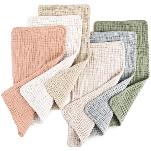 Konssy Muslin Baby Burp Cloths Sets for Unisex- 6 Pack Large 100% Cotton Burping Clothes for Newborn,Baby Girls and Boys