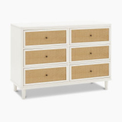 Namesake Marin 6 Drawer Dresser - Warm White/Honey Cane