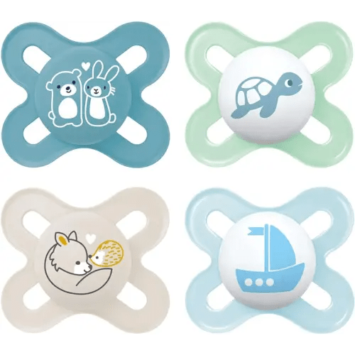 MAM Original Start Matte Baby Pacifiers, Binky for 0-3 Months, BPA-Free Silicone Nipple, Easy to Clean, Best for Newborn Babies, Developed with Medical Experts, 4 Count Binkies