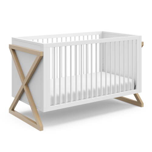 Storkcraft Equinox 3-in-1 Convertible Baby Crib, White with Driftwood