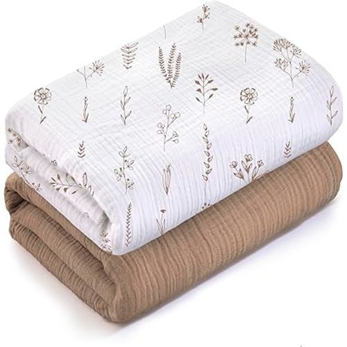 Muslin Swaddle Baby Blanket for Boys and Girls, 100% Cotton, Swaddles for Newborns, 47"x47", Soft Breathable Skin Friendly Warm – Pack of 2