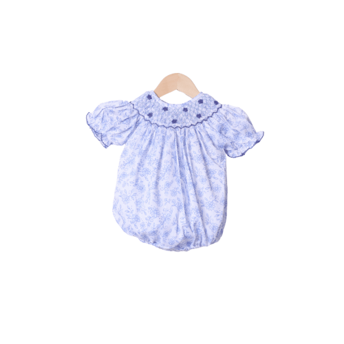 Smocked Heirloom Pretty Blue Floral Bubble