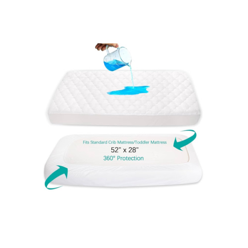 Crib Mattress Protector Sheets Fitted Waterproof Crib Mattress Pad Cover, Noiseless & Machine Wash 100% Absorbent Crib/Toddler Mattress Protector Sheet Quilted, White, 52" x 28"