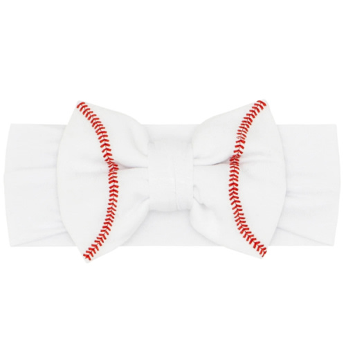 Embroidered Baseball Luxe Bow Headband