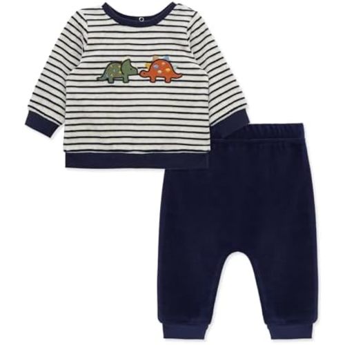 Little Me Clothes for Baby Girl's and Boy's Velour Sweatshirt Tracksuit, Jogger Sets, 3 Months to 12 Months