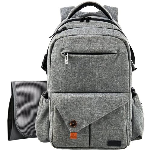 Hap Tim Multi-Function Large Baby Diaper Bag Backpack with Stroller Straps, Insulated Pockets, Changing Pad, Stylish & Anti-Water Material(Gray-5284)