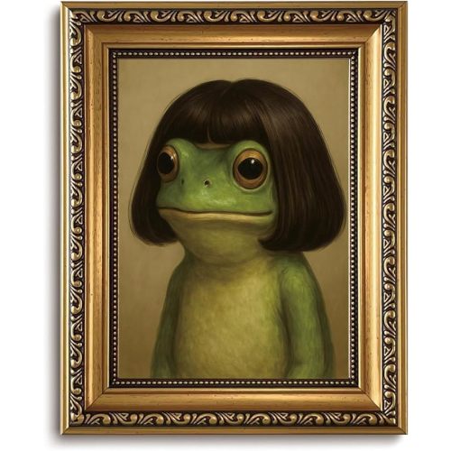 AYHSSMO Funny Frog Wall Art Whimsical Animal Bathroom Canvas Art Wall Decor