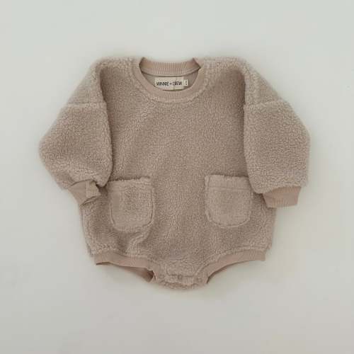 Sherpa Pocket Romper in Cream