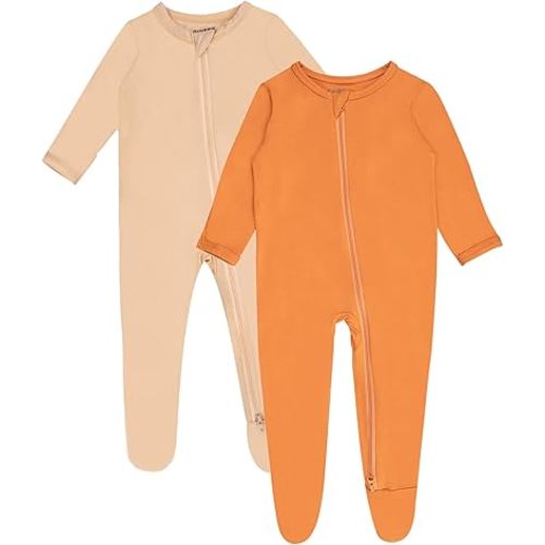 GUISBY Rayon Baby Footed Pajamas with Mitten Cuffs,Soft Long Sleeve Romper 0-18 Months