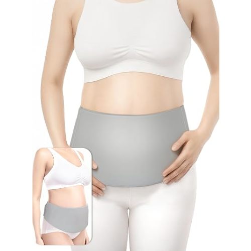 Hysterectomy & C-Section Belly Binder for Post-Op, Hot & Cold Therapy Ice Pack Waist Belt, Lycra Fabric Gel Pad for Incision Protection, Reusable Cooling Wrap for Surgery Pain Relief,Adjustable 28-47"