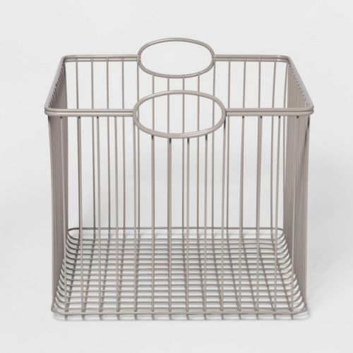 Large Stackable Kids' Storage Wire Bin - Pillowfort™: White Metal Basket, 13 Inch Cube System Compatible