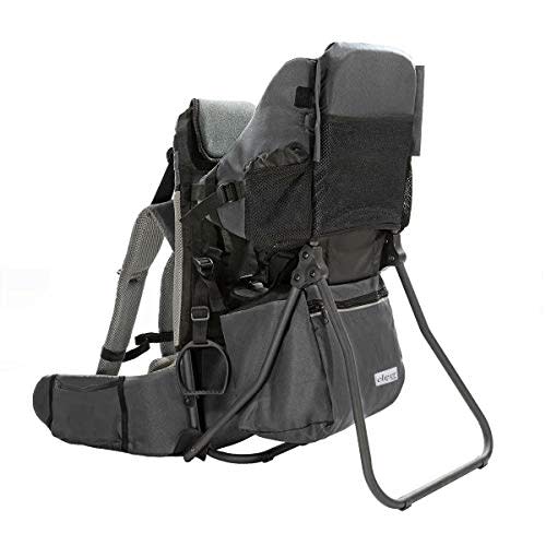 ClevrPlus Cross Country Baby Backpack Carrier, Grey, Toddler Hiking Backpack with Comfortable Seat, Adjustable Straps & Belt, Foldable Frame Lightweight Large Capacity Child Carrier for Outdoor