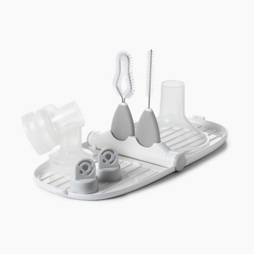 OXO Tot Breast Pump Parts Drying Rack with Detail Brushes - Grey